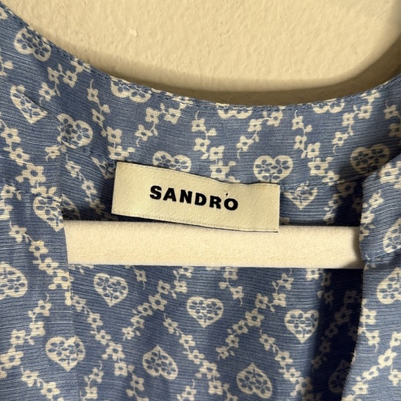 Sandro Emilian Printed Silk Blend Mini Dress Size 38/6 - Picture 3 of 8